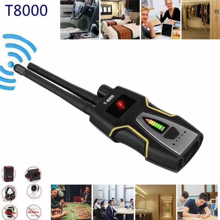 Détecteur de signaux RF T-8000, détecteur audio GSM et GPS, argent.