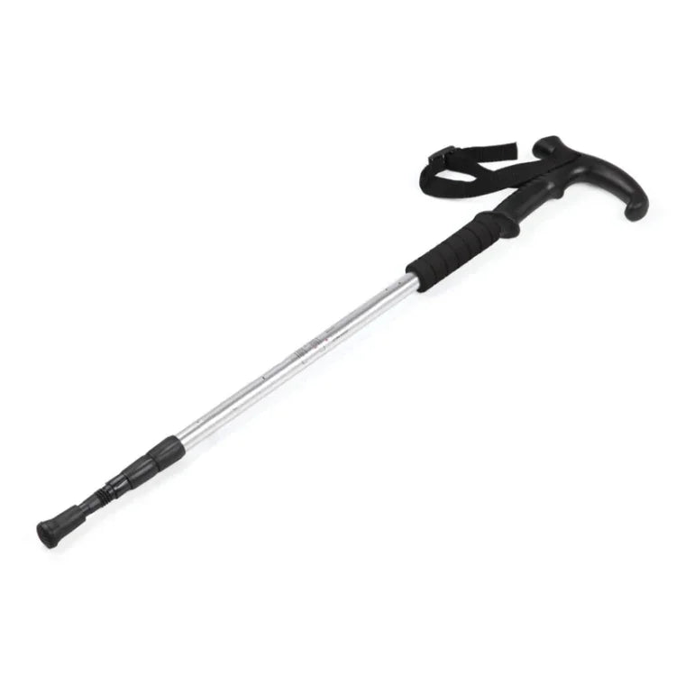 Bâton de trekking télescopique extérieur à trois sections de 132cm, argenté #132cm
