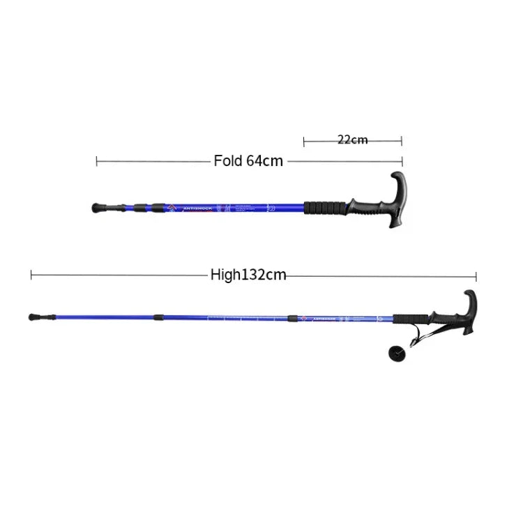 Bâton de trekking télescopique extérieur à trois sections de 132cm, argenté #132cm
