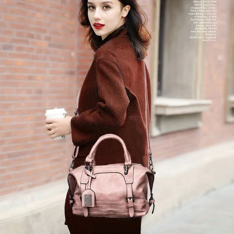 Sac à bandoulière en PU huilé décontracté style rétro pour femme