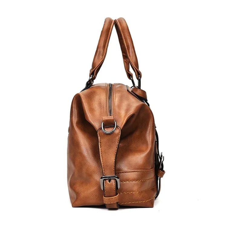 Sac à bandoulière en PU huilé décontracté style rétro pour femme
