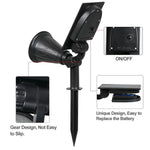 Lampes solaires 2-en-1 étanches, projecteur solaire 4 LED, lampe murale réglable, éclairage paysager et de sécurité
