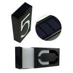 Lampe plaque de porte murale solaire 0,36W avec 6 LED, numéro de maison, éclairage de porche avec panneau solaire(1)