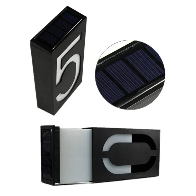 Lampe plaque de porte murale solaire 0,36W avec 6 LED, numéro de maison, éclairage de porche avec panneau solaire(1)