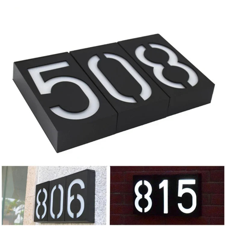Lampe plaque de porte murale solaire 0,36W avec 6 LED, numéro de maison, éclairage de porche avec panneau solaire(1)