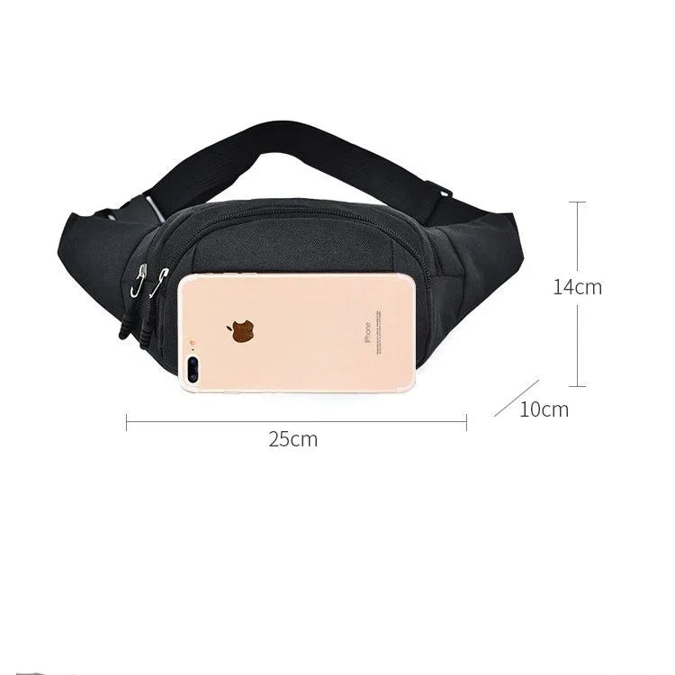 Sac de poitrine multifonctionnel imperméable de couleur unie avec poches, sac de sport à la taille