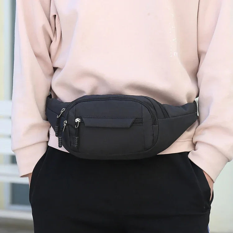 Sac de poitrine multifonctionnel imperméable de couleur unie avec poches, sac de sport à la taille
