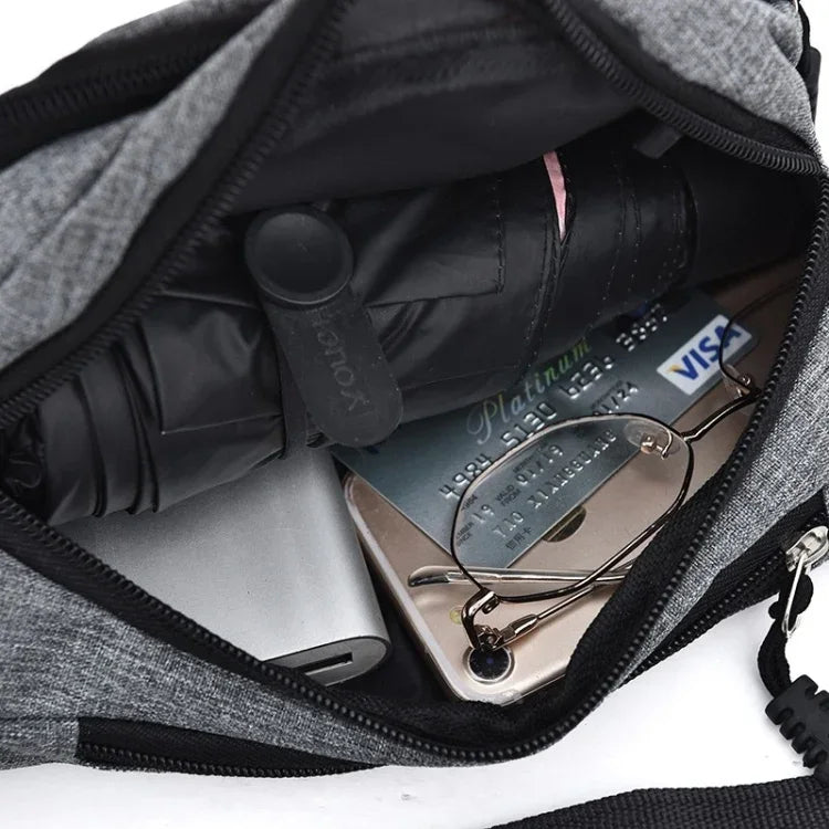 Sac de Poitrine Multifonctionnel Décontracté Pure Color avec Poches Sac de Sport Étanche pour la Taille