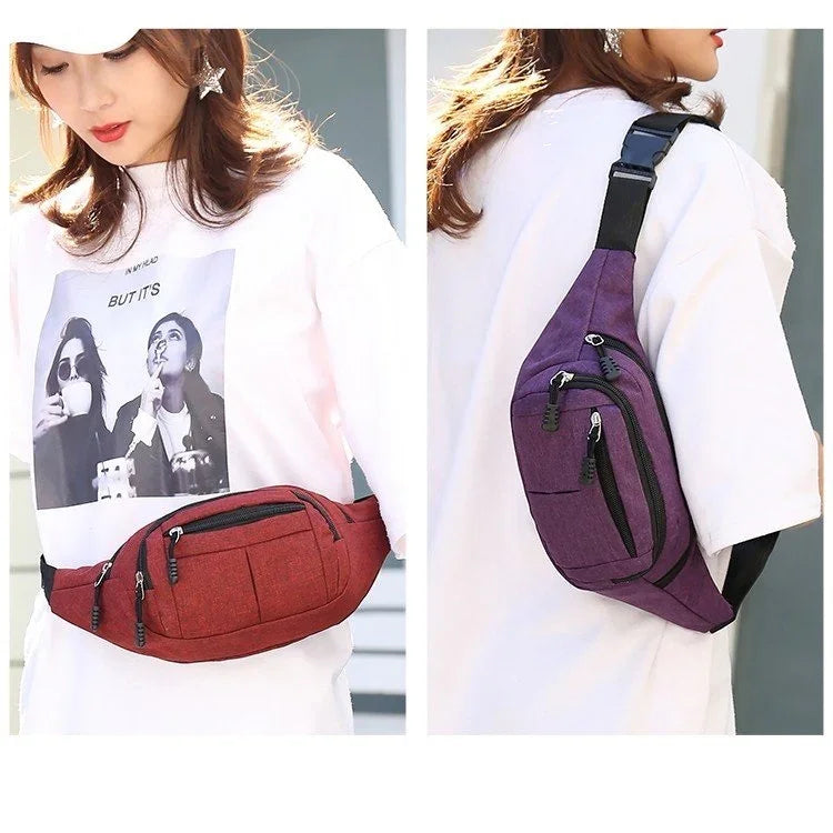 Sac de Poitrine Multifonctionnel Décontracté Pure Color avec Poches Sac de Sport Étanche pour la Taille