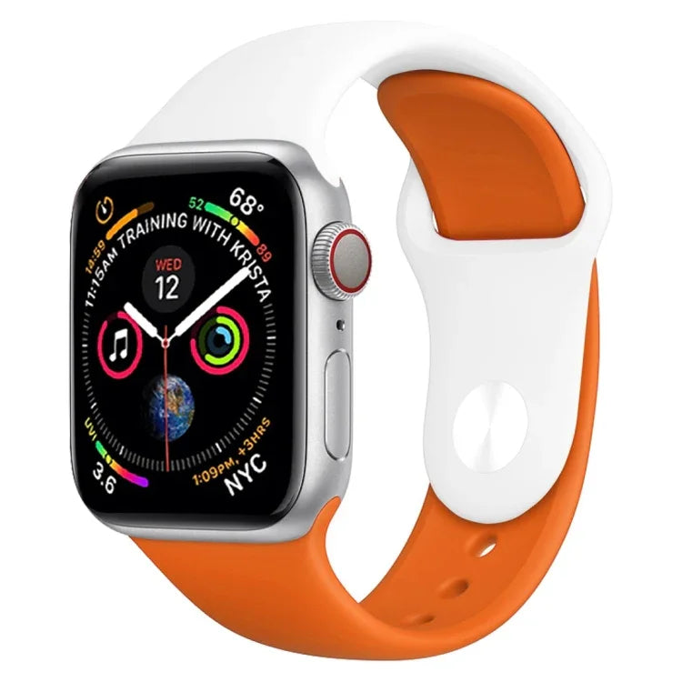 Bracelet de montre en silicone bicolore pour Apple Watch Series 3, 2 et 1 42 mm (bleu clair + rose clair)