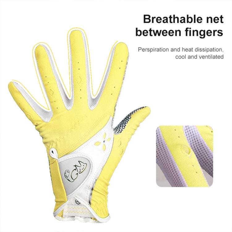 Gants de golf PGM antidérapants en cuir PU pour femmes (couleur: Jaune Taille:21), 18, 19, 21, 17, 20