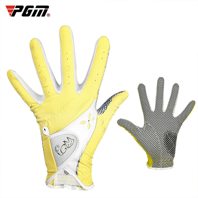Gants de golf PGM antidérapants en cuir PU pour femmes (couleur: Jaune Taille:21), 18, 19, 21, 17, 20