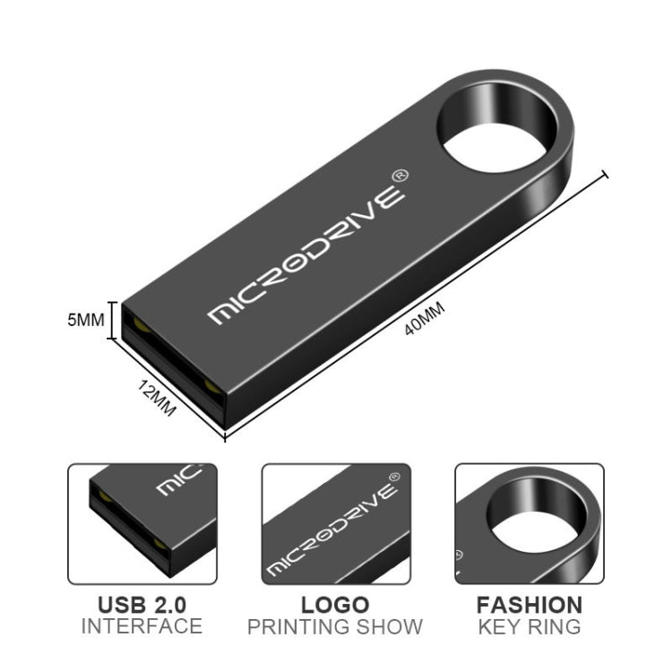 Clé USB MicroDrive 16GB 2.0 métal étanche haute vitesse (gris), 16GB