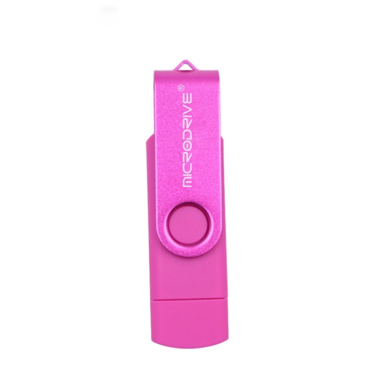MicroDrive 32GB USB 2.0 Ordinateur mobile double usage Clé USB rotative OTG en métal, 32GB