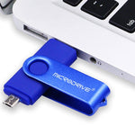 MicroDrive 32GB USB 2.0 Ordinateur mobile double usage Clé USB rotative OTG en métal, 32GB