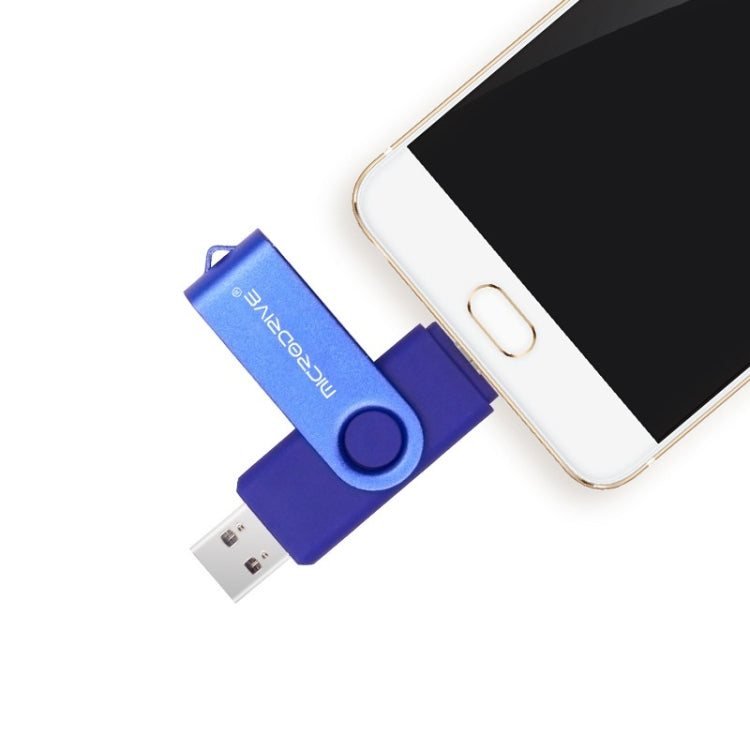 MicroDrive 32GB USB 2.0 Ordinateur mobile double usage Clé USB rotative OTG en métal, 32GB