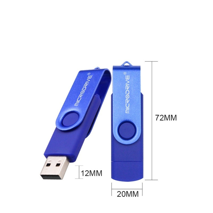 MicroDrive 32GB USB 2.0 Ordinateur mobile double usage Clé USB rotative OTG en métal, 32GB
