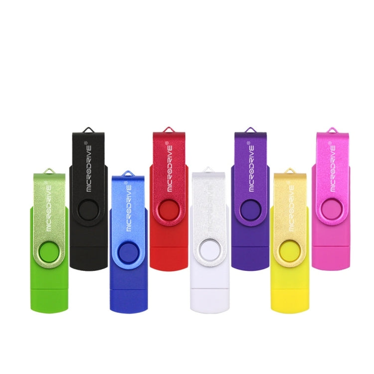 MicroDrive 32GB USB 2.0 Ordinateur mobile double usage Clé USB rotative OTG en métal, 32GB