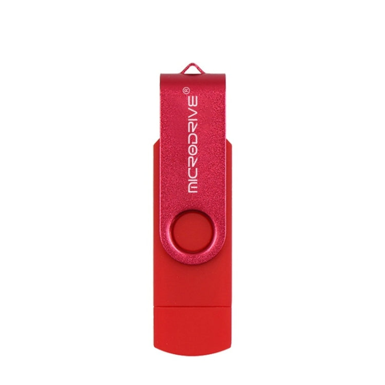 MicroDrive 32GB USB 2.0 Ordinateur mobile double usage Clé USB rotative OTG en métal, 32GB