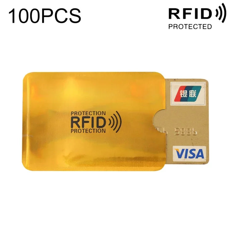 Lot de 100 étuis de protection RFID en aluminium pour cartes de crédit, cartes d'identité, cartes bancaires, taille : 9 x 6,3 cm