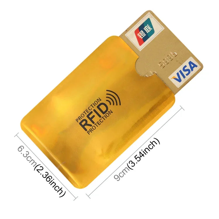 Lot de 100 étuis de protection RFID en aluminium pour cartes de crédit, cartes d'identité, cartes bancaires, taille : 9 x 6,3 cm