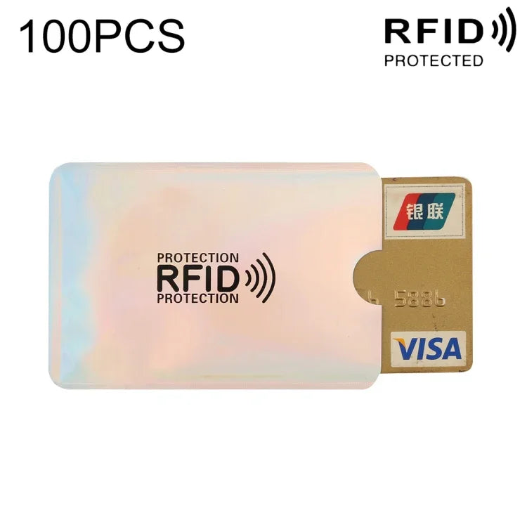 Lot de 100 étuis de protection RFID en aluminium pour cartes de crédit, cartes d'identité, cartes bancaires, taille : 9 x 6,3 cm