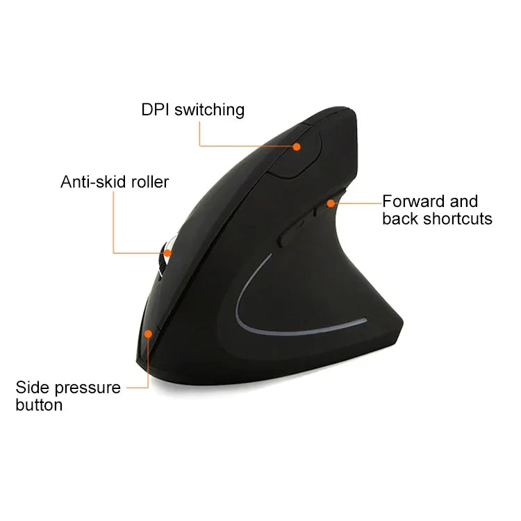 Souris sans fil verticale version pile 2,4 GHz, souris optique, version pile (noir), version pile (blanc)