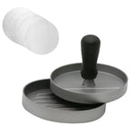 Moule à hamburger antiadhésif en alliage d'aluminium de qualité alimentaire pour la cuisine, avec 40 feuilles de papier siliconé double face, 1 poignée noire