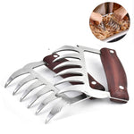 2 fourchettes à barbecue en acier inoxydable en forme de griffe d'ours, pour poulet effiloché, manche en bois antidérapant, créatives, fente à viande, séparateur de viande (bois de rose), séparateur de viande (couleur bois)
