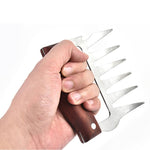2 fourchettes à barbecue en acier inoxydable en forme de griffe d'ours, pour poulet effiloché, manche en bois antidérapant, créatives, fente à viande, séparateur de viande (bois de rose), séparateur de viande (couleur bois)