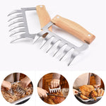 2 fourchettes à barbecue en acier inoxydable en forme de griffe d'ours, pour poulet effiloché, manche en bois antidérapant, créatives, fente à viande, séparateur de viande (bois de rose), séparateur de viande (couleur bois)