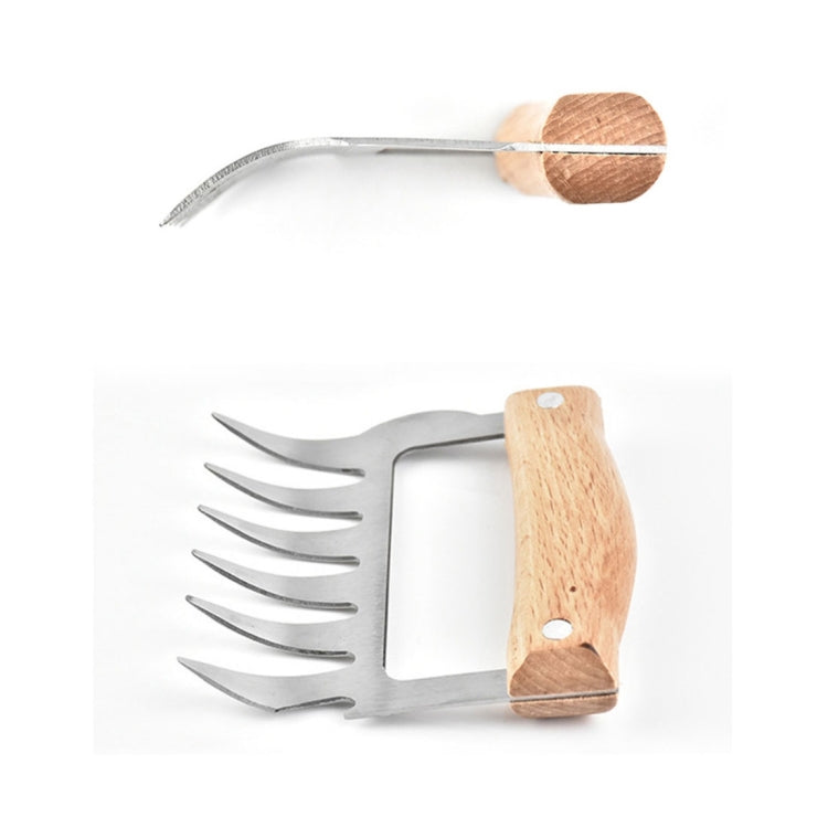 2 fourchettes à barbecue en acier inoxydable en forme de griffe d'ours, pour poulet effiloché, manche en bois antidérapant, créatives, fente à viande, séparateur de viande (bois de rose), séparateur de viande (couleur bois)