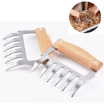 2 fourchettes à barbecue en acier inoxydable en forme de griffe d'ours, pour poulet effiloché, manche en bois antidérapant, créatives, fente à viande, séparateur de viande (bois de rose), séparateur de viande (couleur bois)
