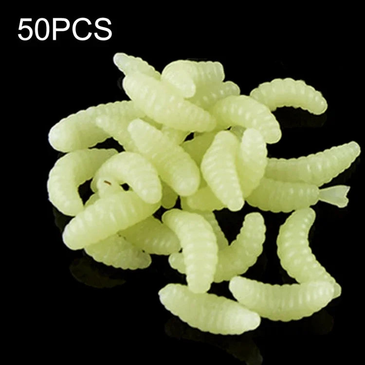 HENGJIA SO106 50 PIÈCES 20mm Vers d'Appâts Souples Simulation Pain Croissant Appât Souple Vers de Pêche Matériel de Pêche