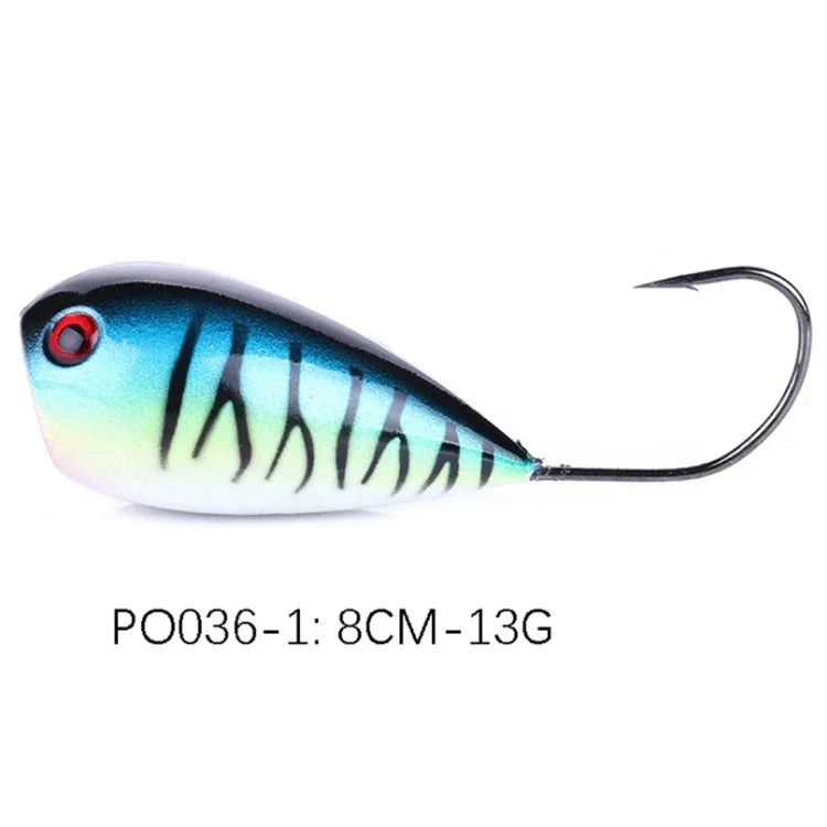 HENGJIA PO036 8cm/13g Grande Bouche Hameçon Simple Leurre Dur de Surface Matériel de Pêche en Plein Air Leurre de Pêche Appât de Pêche, PO036-1, PO036-2, PO036-3, PO036-4, PO036-5, PO036-6, PO036-7