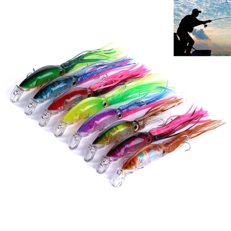 HENGJIA JIZ002 Leurre dur en forme de pieuvre/calmar de 10 cm/16,6 g, 8 pièces, pour la pêche en mer et en eau douce, emballé, 8 pièces