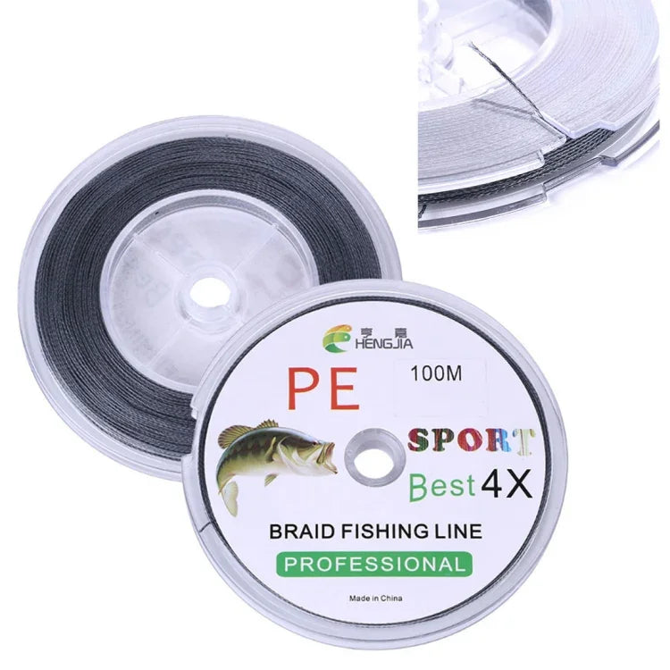 HENGJIA FLP41G 100m Gris Ligne de pêche tressée résistante 4 brins Ligne de pêche PE