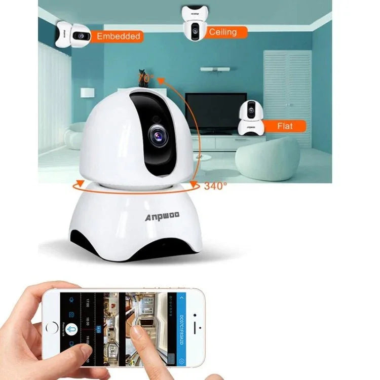 Anpwoo - YT003 2.0 Mega 3.6mm Lens Wide Angle 1080P Smart WIFI Monitor Camera , Support Night Vision & TF Card Expansion Storage, EU Plug - Trustpick