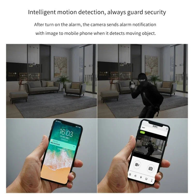 CAMSOY S8 HD 1280 x 720P 140 Degree Wide Angle Wireless WiFi Intelligent Surveillance Camera, Support Photosensitive Automatic Right Vision & Motion Detection & Loop Recording - Trustpick
