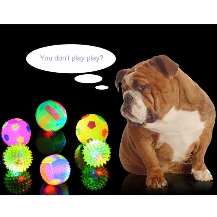 Dog Toy Balls for Pets Color Pet Flashing Ball Glowing Elastic Ball Dog Toy Ball Rubber Acoustic Mimo Bite Toys , Small Size,Random Color Shape Delivery - Trustpick
