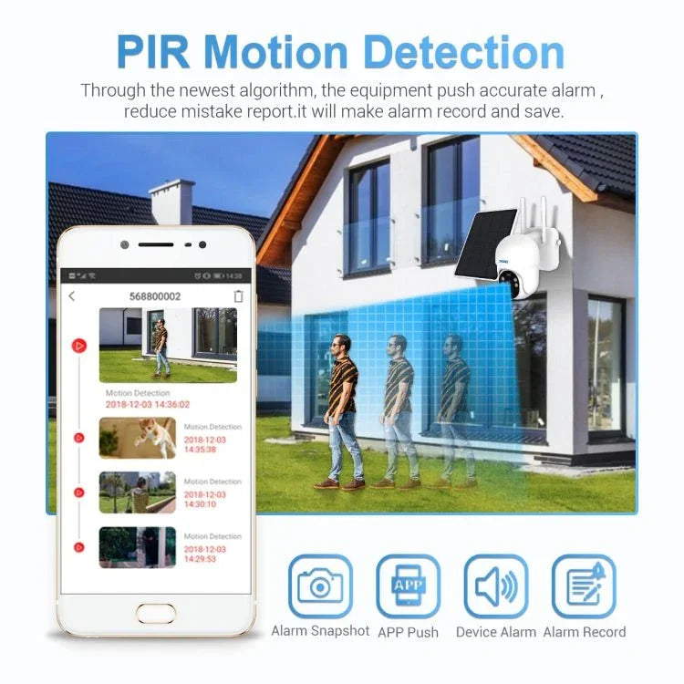 ESCAM QF255 2.0 Million Pixels 1080P HD WiFi Solar Camera, Support Two - way Voice & PIR Motion Detection & Night Vision & TF Card - Trustpick
