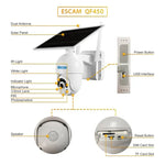 ESCAM QF450 HD 1080P 4G AU Version Solar Powered IP Camera without Memory, Support Two - way Audio & PIR Motion Detection & Night Vision & TF Card - Trustpick