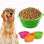 Portable Stretchable Silicon Food Feeder Dish Serving Bowl Water Container for Cat Dog Pet (Random Color Delivery) - Trustpick