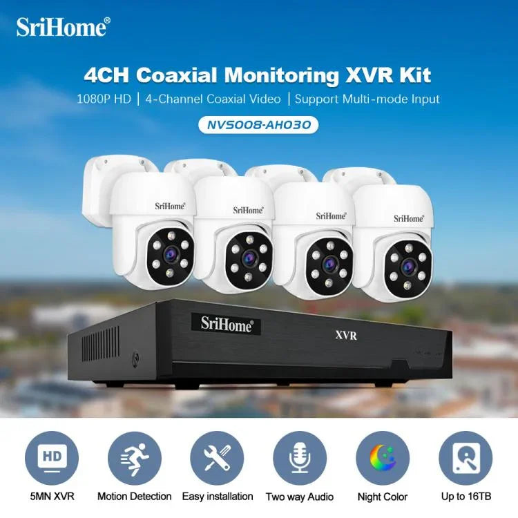 SriHome NVS008 - AHD030 2MP HD 4 - CH XVR NVR Camera Network Video Recorder Kit - Trustpick